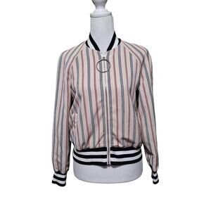 The Fifth Label Bomber Jacket Size XXS Striped Sand Red Silky Casual Streetwear
